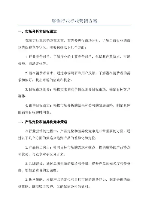 咨询行业行业营销方案