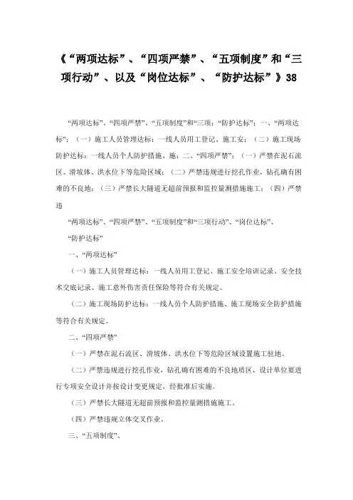 037《“两项达标”、“四项严禁”、“五项制度”和“三项行动”、以及“岗位达标”、“防护达标”》