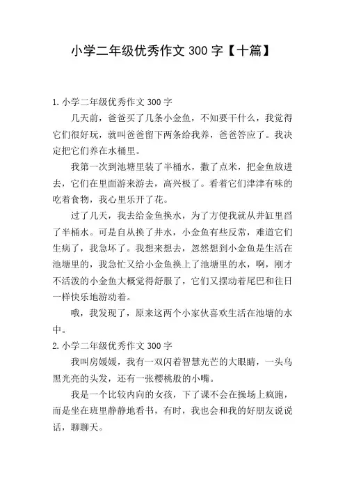 小学二年级优秀作文300字【十篇】