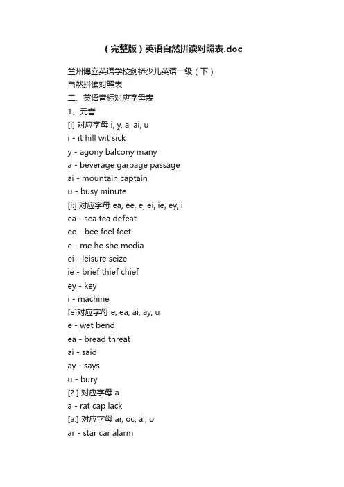 （完整版）英语自然拼读对照表.doc