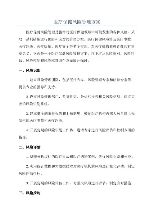 医疗保健风险管理方案