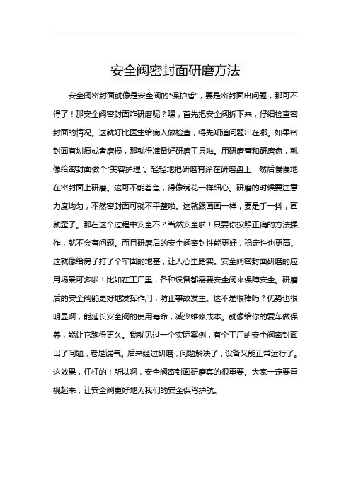 安全阀密封面研磨方法