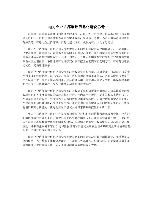 电力企业内部审计信息化建设思考