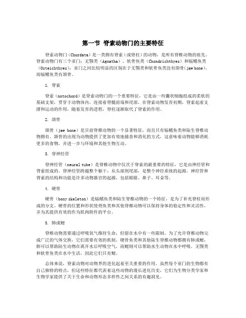 第一节 脊索动物门的主要特征