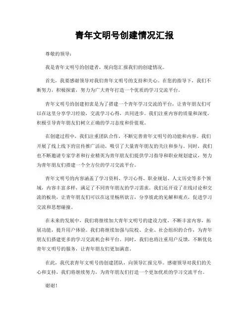 青年文明号创建情况汇报