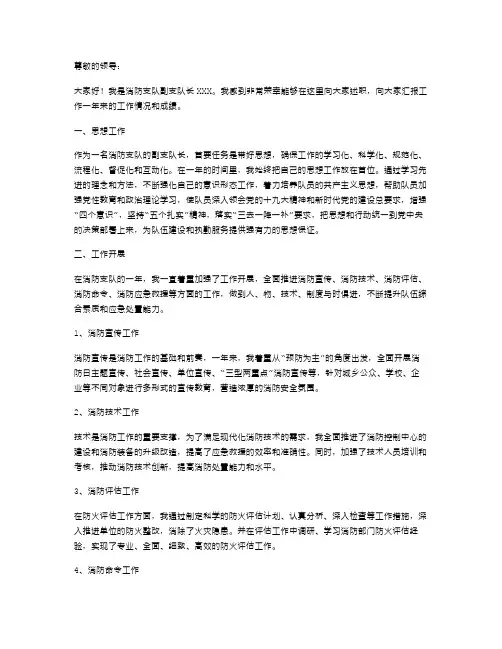 消防支队副支队长个人述职报告