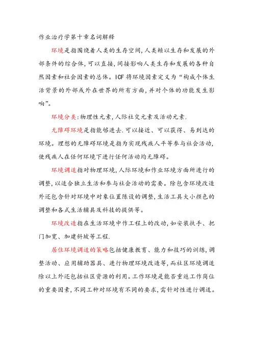 作业治疗学第十章名词解释