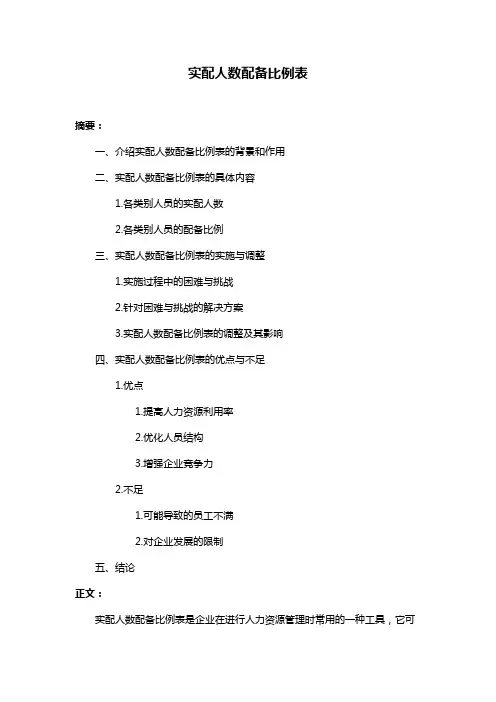 实配人数配备比例表