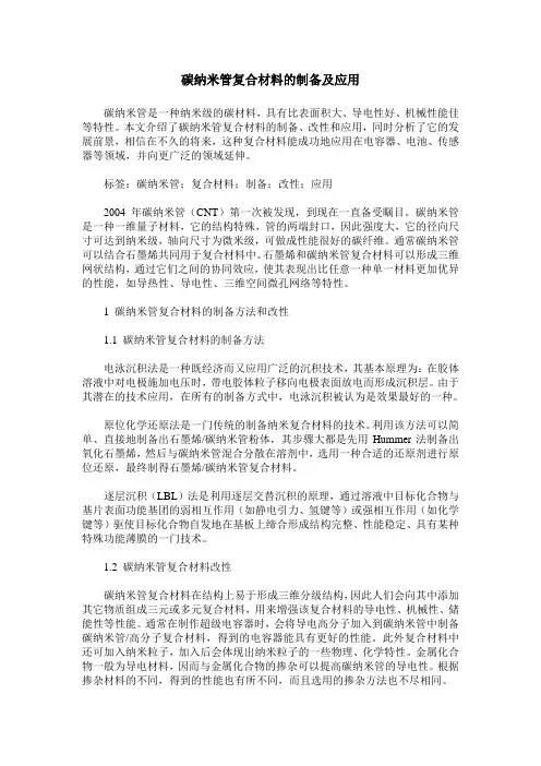 碳纳米管复合材料的制备及应用