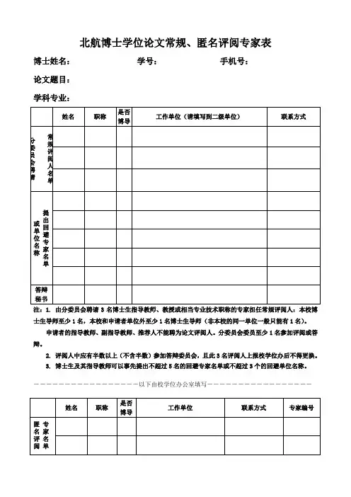 2-4.博士学位论文常规、匿名评阅专家表