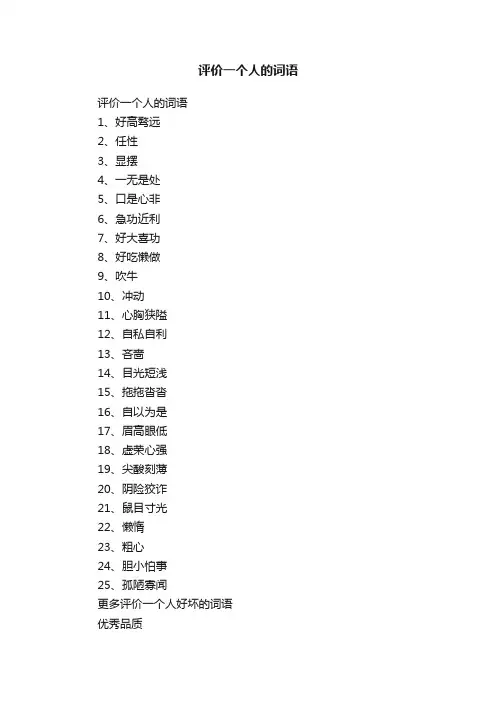 评价一个人的词语
