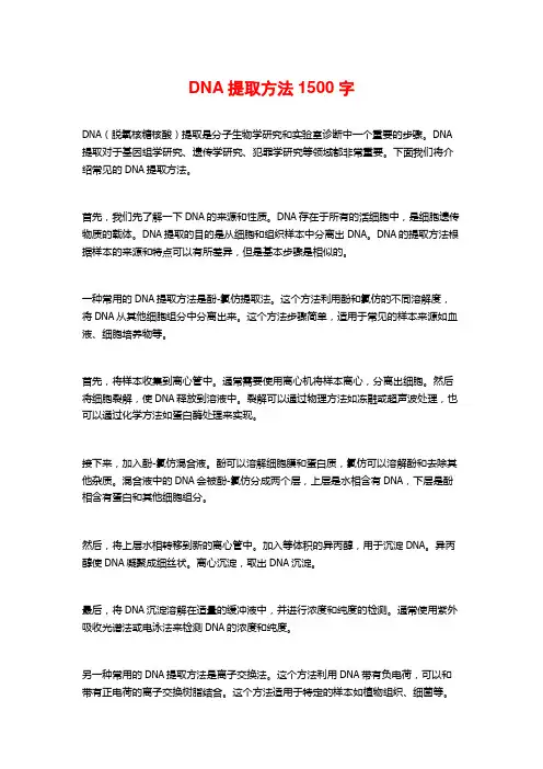 DNA提取方法1500字