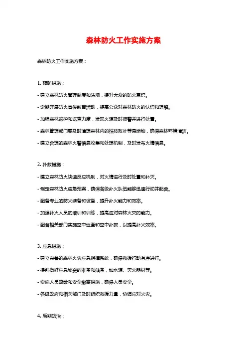 森林防火工作实施方案