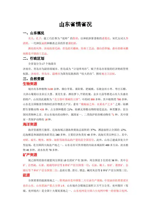 山东省省情