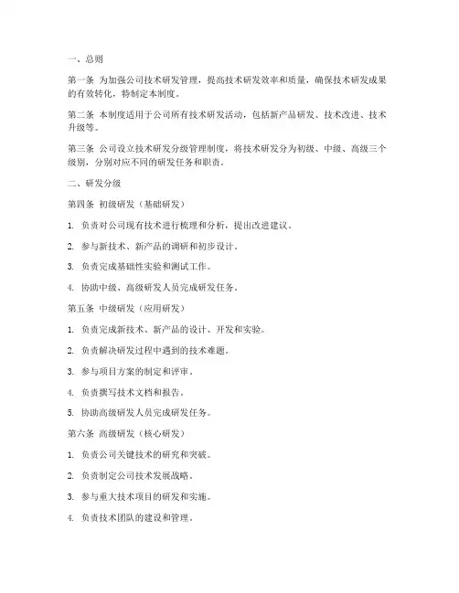 技术研发分级管理制度模板
