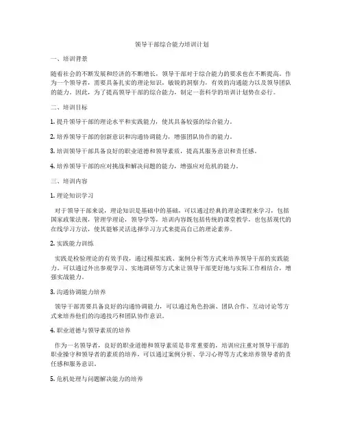 领导干部综合能力培训计划