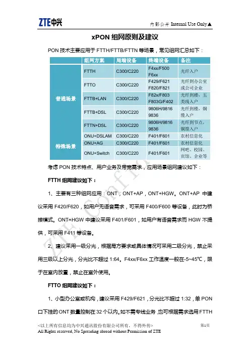 PON组网原则及建议_20110418