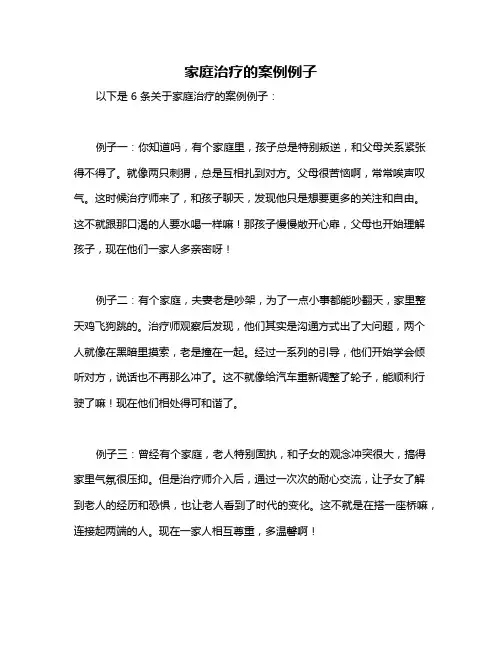 家庭治疗的案例例子