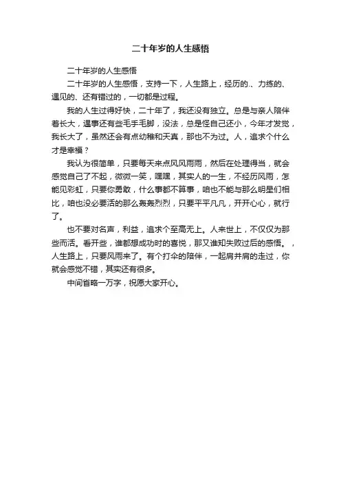 二十年岁的人生感悟