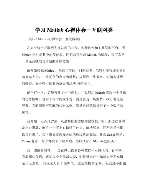 学习Matlab心得体会-互联网类