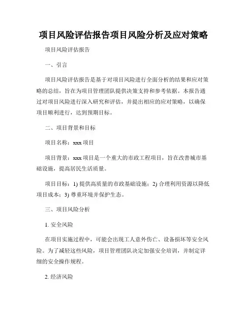 项目风险评估报告项目风险分析及应对策略