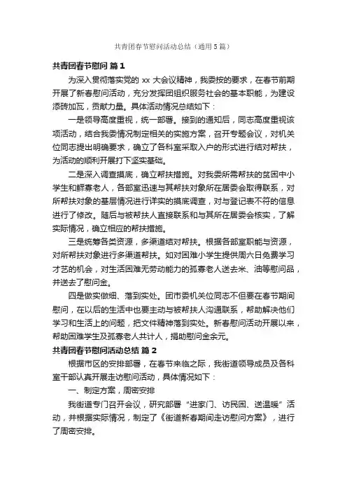 共青团春节慰问活动总结（通用5篇）