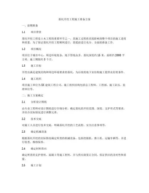 基坑开挖工程施工准备方案