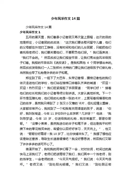 少年风采作文14篇