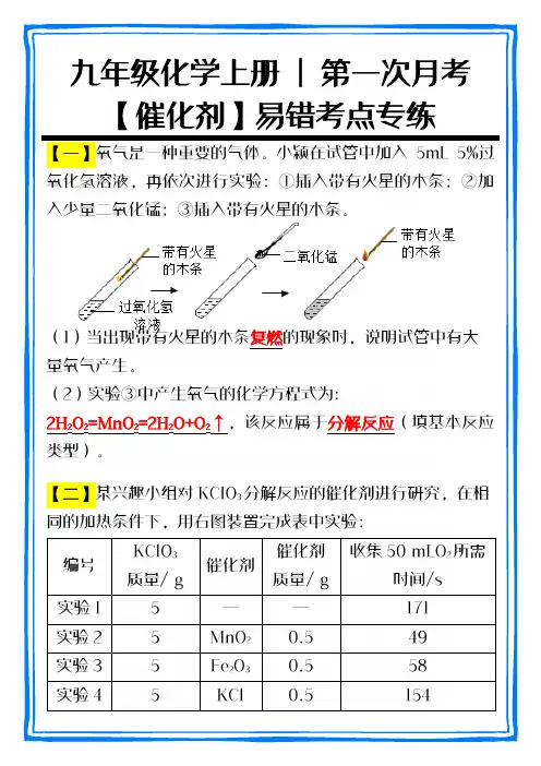 九年级化学上册【催化剂】易错考点专练