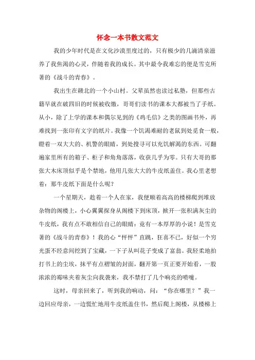 怀念一本书散文范文