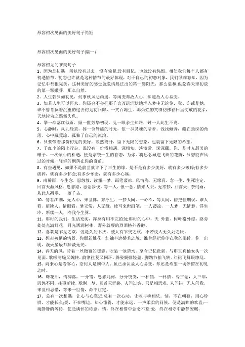 形容初次见面的美好句子简短