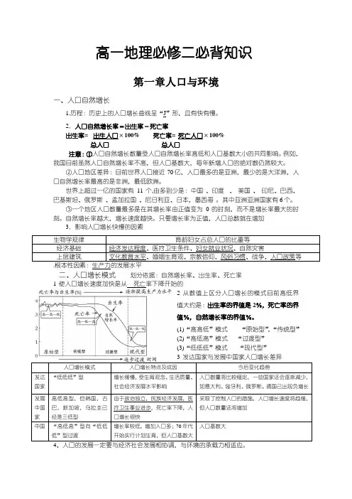 高一地理必修2必背知识点归纳