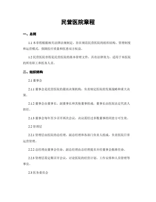 民营医院章程