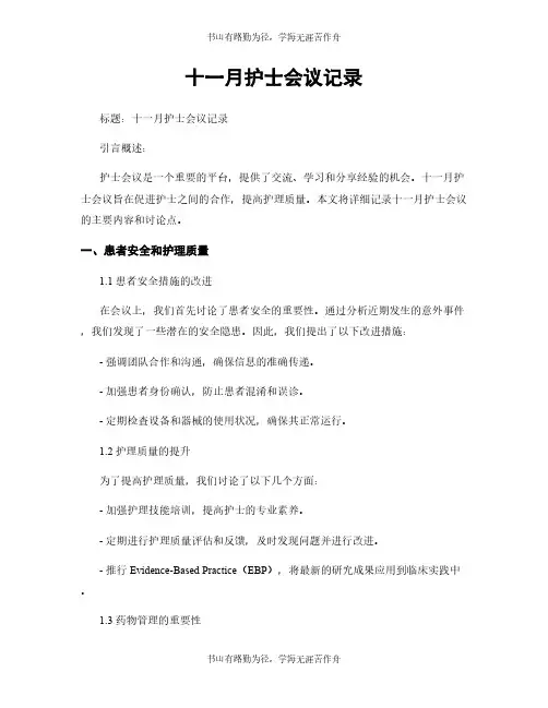 十一月护士会议记录