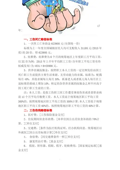 2017年工伤保险赔偿标准计算表