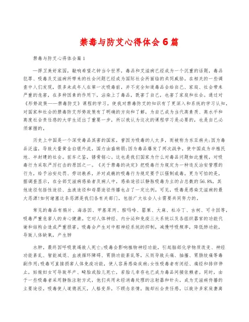 禁毒与防艾心得体会6篇