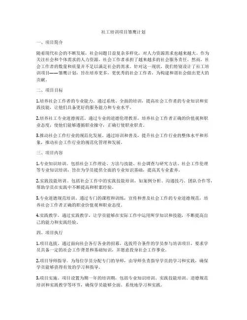 社工培训项目雏鹰计划