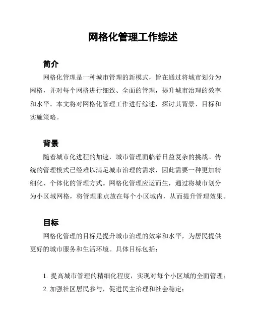 网格化管理工作综述