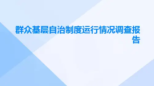 群众基层自治制度运行情况调查报告