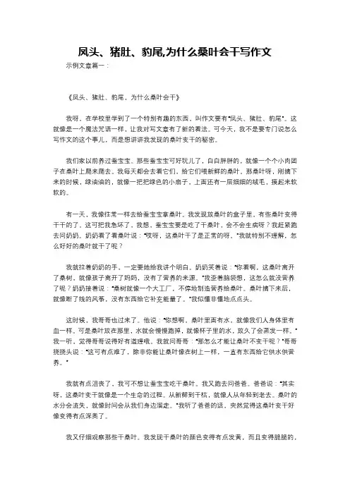 凤头、猪肚、豹尾,为什么桑叶会干写作文
