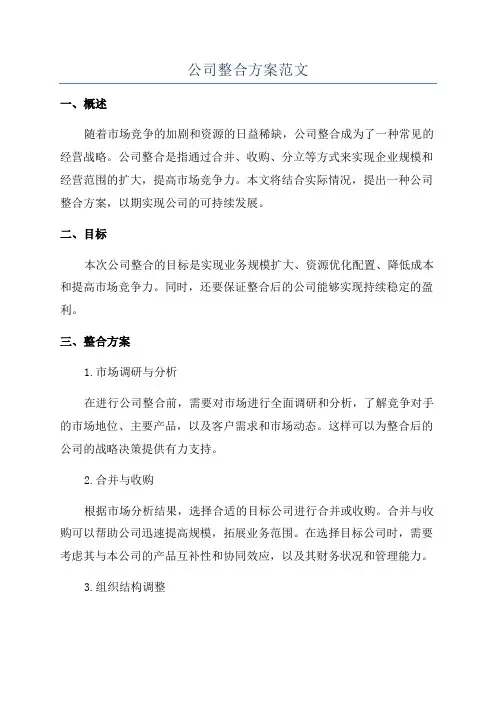 公司整合方案范文