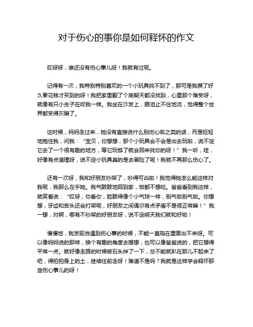 对于伤心的事你是如何释怀的作文