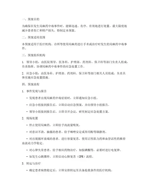 局麻药中毒应急预案流程