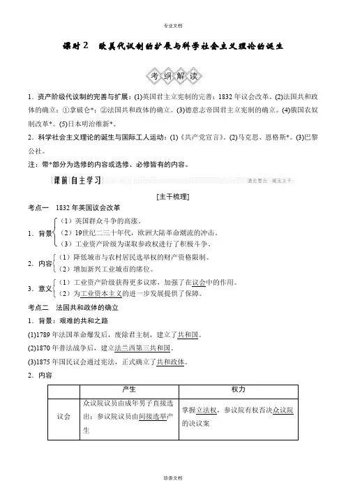 欧美代议制的扩展与科学社会主义理论的诞生讲义
