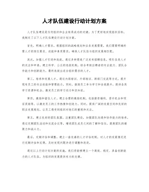 人才队伍建设行动计划方案