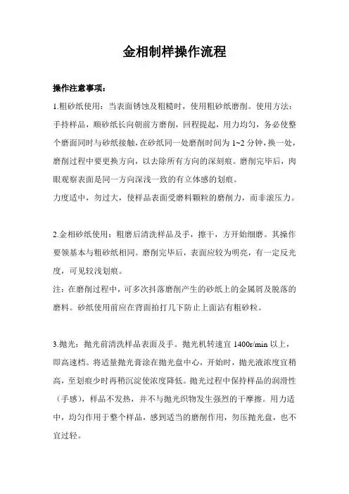 金相制样操作流程