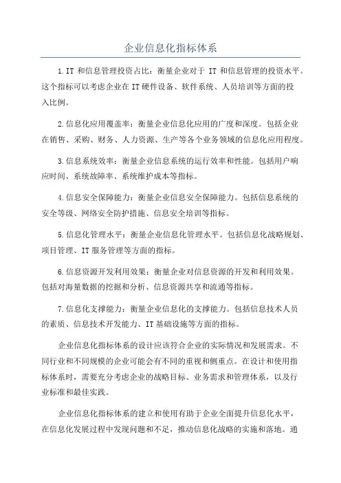 企业信息化指标体系