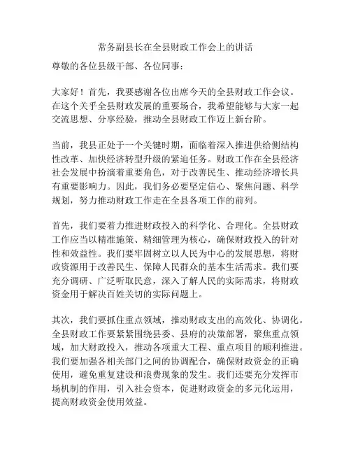 常务副县长在全县财政工作会上的讲话