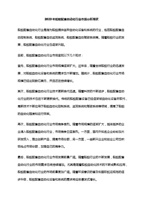 2023年船舶配套自动化行业市场分析现状