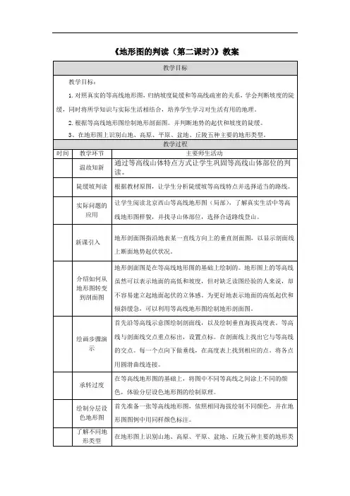 《地形图的判读(第二课时)》教案